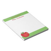 Red Cartoon School Apple met aangepaste naam Notitieblok (Schuin)