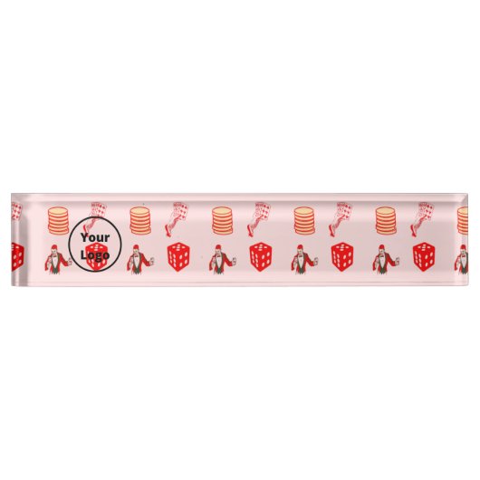 Red casino business pattern naambordje (Voorkant)