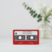 Red Cassette (personaliseer tekst) Visitekaartje (Staand voorkant)
