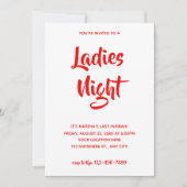Red Casual script | Dames Night Vrijgezellenfeest Kaart (Voorkant)