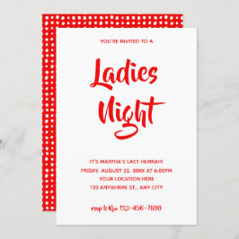 Red Casual script | Dames Night Vrijgezellenfeest Kaart