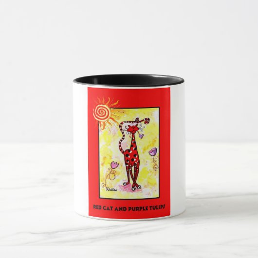 "RED CAT AND PAARS TULIPS" 11 oz. MOK KOFFIE (Midden)