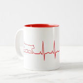 Red Cat Heartbeat Tweekleurige Koffiemok (Voorkant links)