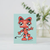 Red Cat Robot Briefkaart (Staand voorkant)