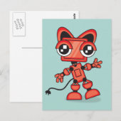 Red Cat Robot Briefkaart (Voorkant / Achterkant)
