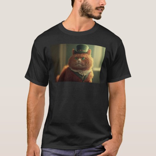 Red Cat wearing for celebrating St Patrics Day T-shirt (Voorkant)