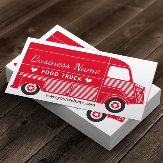 Red Catering van de "Food Truck Plain Red Catering Visitekaartje