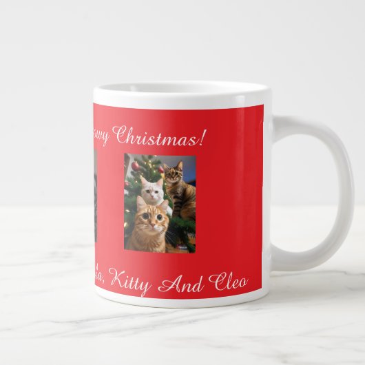 Red Cats Christmas, Image And Text, Customize, Grote Koffiekop (Rechts)