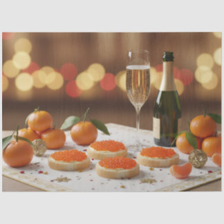 Red Caviar, Champagne, Tangerines, Festive Dinner Tissuepapier