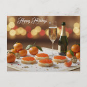 Red Caviar, Tangerines, Champagne Custom Name Feestdagenkaart (Voorkant)