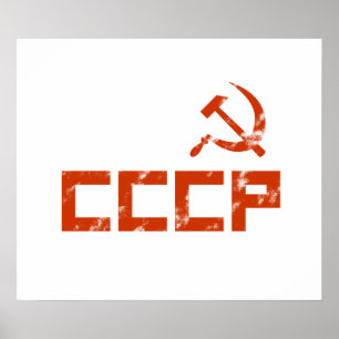 Red CCCP Hammer en Sickle Poster