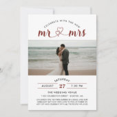 Red Celebrate met de nieuwe Mr & Mrs Photo Wedding Kaart (Voorkant)