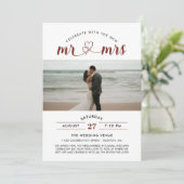 Red Celebrate met de nieuwe Mr & Mrs Photo Wedding Kaart (Staand voorkant)