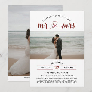 Red Celebrate met de nieuwe Mr & Mrs Photo Wedding Kaart