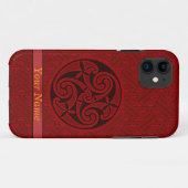 Red Celtic Art Spiral Design on a Key Pattern iPod Case-Mate iPhone Case (Achterkant (horizontaal))