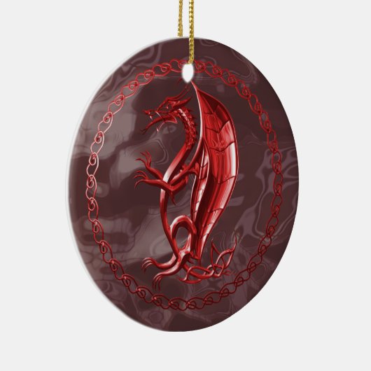 Red Celtic Dragon Keramisch Ornament (Rechts)