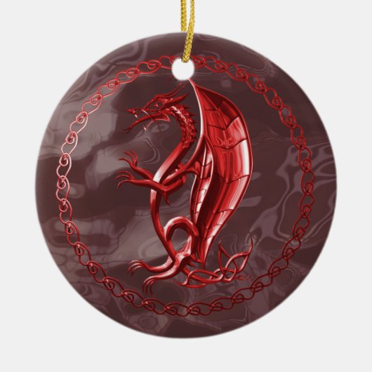 Red Celtic Dragon Keramisch Ornament (Voorkant)