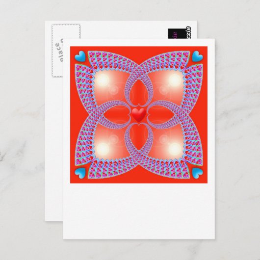 Red Celtic Heart Fractal Pattern Briefkaart (Voorkant / Achterkant)