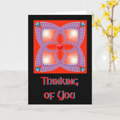 Red Celtic Heart Fractal Pattern Denken aan jou Kaart (Gele Bloem)