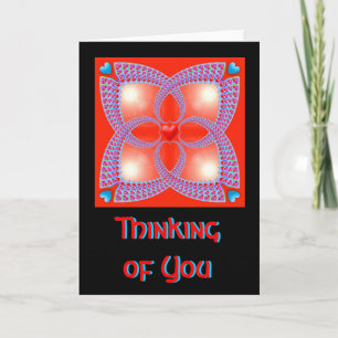 Red Celtic Heart Fractal Pattern Thinking of You Kaart