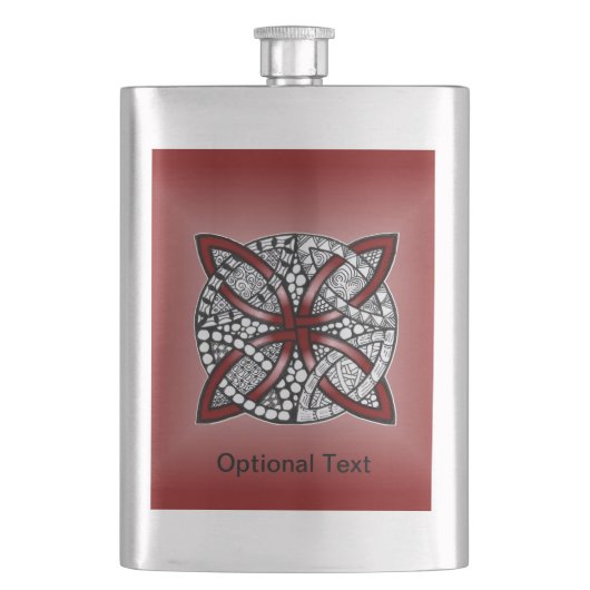 Red Celtic Knot Doodle Heupfles (Voorkant)