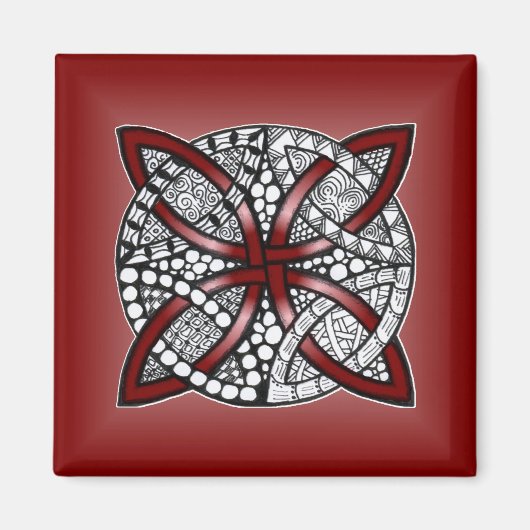 Red Celtic Knot Original Art Magneet (Voorkant)