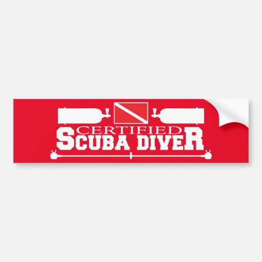 Red Certified Scuba Diver Bumpersticker (Voorkant)