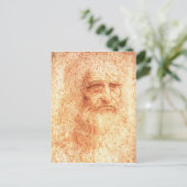 Red Chalk Leonardo da Vinci zelfportret briefkaart (Staand voorkant)