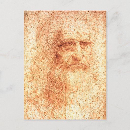 Red Chalk Leonardo da Vinci zelfportret briefkaart (Voorkant)