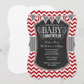 Red Chalkboard Chevron Baby shower Invite Kaart (Voorkant / Achterkant)