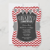 Red Chalkboard Chevron Baby shower Invite Kaart (Voorkant)