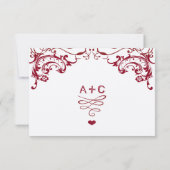 Red Chalkboard Cute Heart Initialen Typografie RSV RSVP Kaartje (Achterkant)