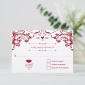 Red Chalkboard Cute Heart Initialen Typografie RSV RSVP Kaartje (Staand voorkant)