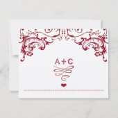 Red Chalkboard Cute Heart Initialen Typografie RSV RSVP Kaartje (Achterkant)