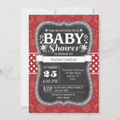 Red Chalkboard Floral Baby shower Invite Kaart (Voorkant)