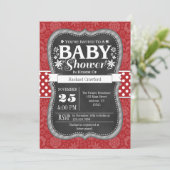 Red Chalkboard Floral Baby shower Invite Kaart (Staand voorkant)