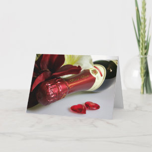 Red Champagne Kiss Feestdagen Kaart