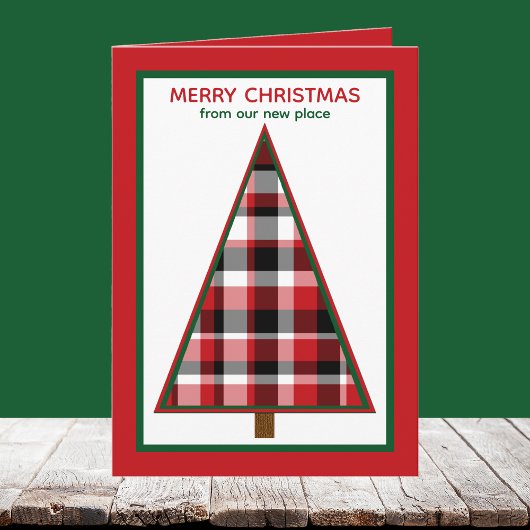 Red Change of Address Holiday Moving Announcement  Feestdagen Kaart