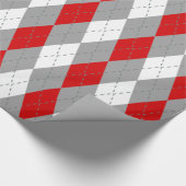 Red Charcoal Dk Grey Wht XL Argyle Cadeaupapier (Hoek)