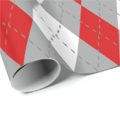 Red Charcoal Dk Grey Wht XL Argyle Cadeaupapier (Rol Hoek)