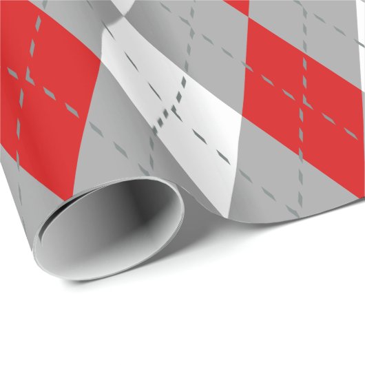 Red Charcoal Dk Grey Wht XL Argyle Cadeaupapier (Rol Hoek)