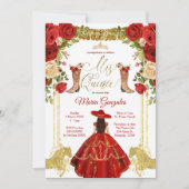 Red Charro Dress en boots Mexican Mis Quince Kaart (Voorkant)