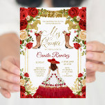 Red Charro Dress & Mexican Boots Girl Sweet 15th Kaart<br><div class="desc">Red Charro Dress & Mexican Boots Girl Sweet 15th Invitation Mis Quince Anos,  15th Birthday</div>