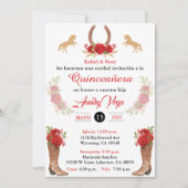 Red Charro Invitation, Mexicaanse Westerne uitnodi Kaart (Voorkant)