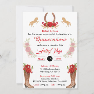 Red Charro Invitation, Mexicaanse Westerne uitnodi Kaart