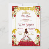 Red Charro Mexican Charra Mis XV Anos Kaart (Voorkant)