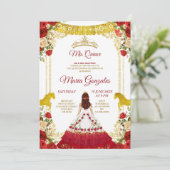 Red Charro Mexican Charra Mis XV Anos Kaart (Staand voorkant)