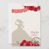 Red Charro Quinceanera Papel Picado Western Roos Kaart (Achterkant)