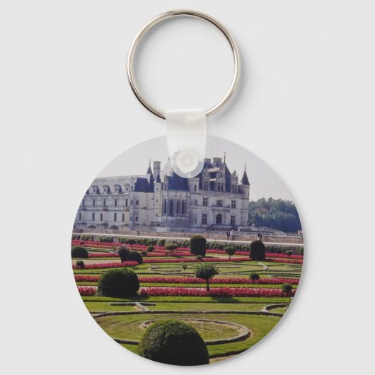 Red Chateau de Chenonceaux, Franse bloemen Sleutelhanger (Voorkant)