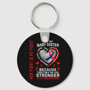 Red CHD Awareness Baby Sister Heart Disease Matchi Sleutelhanger